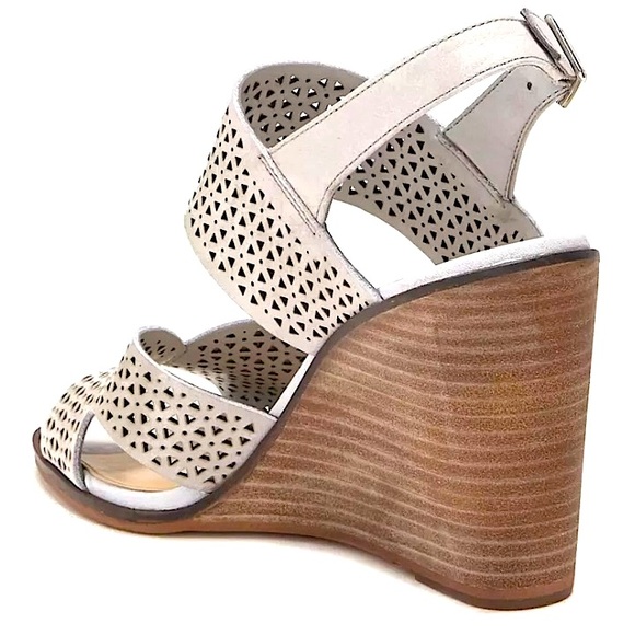 Vince Camuto Perforated Leather. Ankle strap. Wedge  Sandals. - Picture 2 of 8